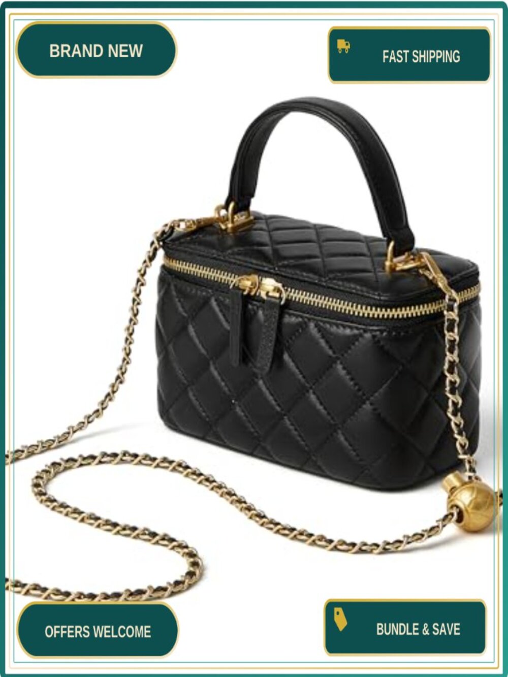 Genuine Leather Quilted Crossbody Purse Mini Top Handle Box Bag Small